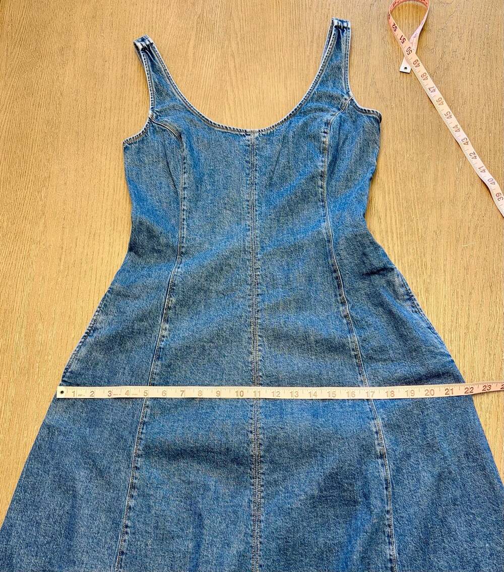 NWT Gap Denim Scoop Neck Maxi Dress Small Medium Wash Fit & Flare - Picture 10 of 12